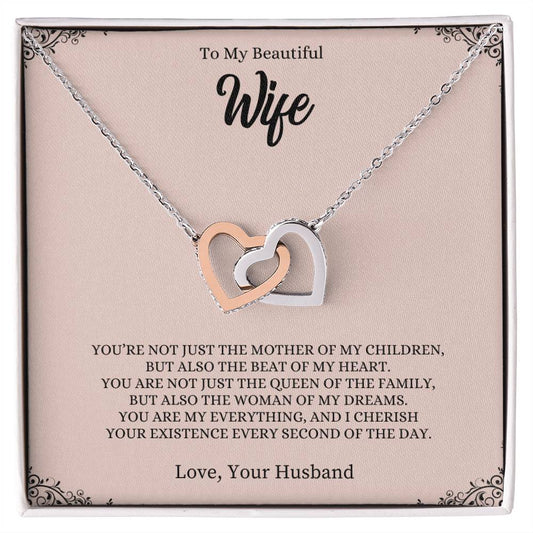 To My Beautiful Wife | Interlocking Hearts necklace