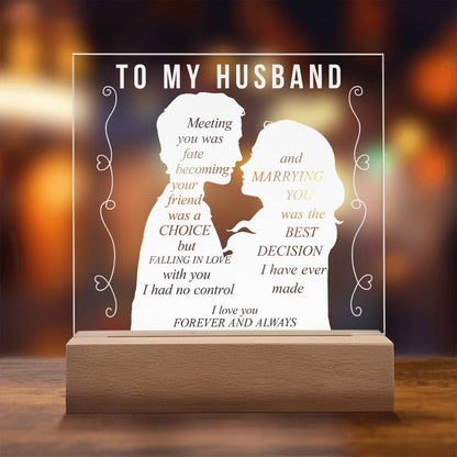 To My Husband | Printed Square Acrylic Plaque